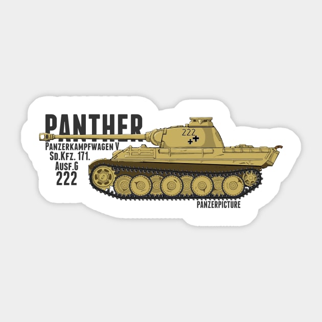 Panther Ausf.G 222 T-Shirt Sticker by Panzerpicture